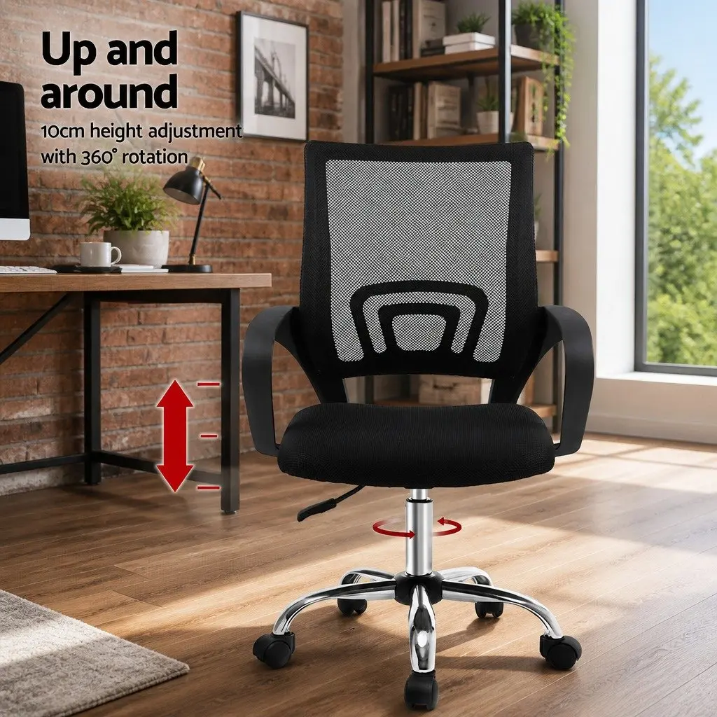 Mesh Office Chair Mid Back Black Ergonomic Design 360 Rotatable Gas Lift Height