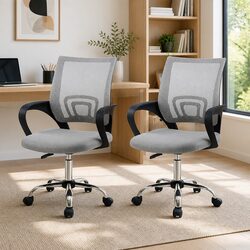 Grey Mid Back Ergonomic Mesh Office Chair Set of 2