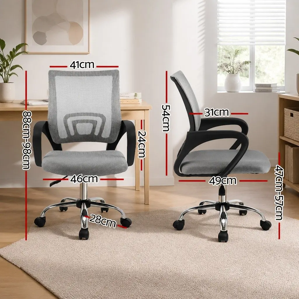 Mesh Office Chair Mid Back Grey Ergonomic Breathable Desk Chair 360 Swivel