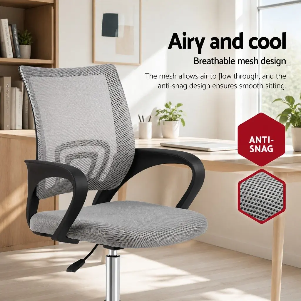 Mesh Office Chair Mid Back Grey Ergonomic Breathable Desk Chair 360 Swivel