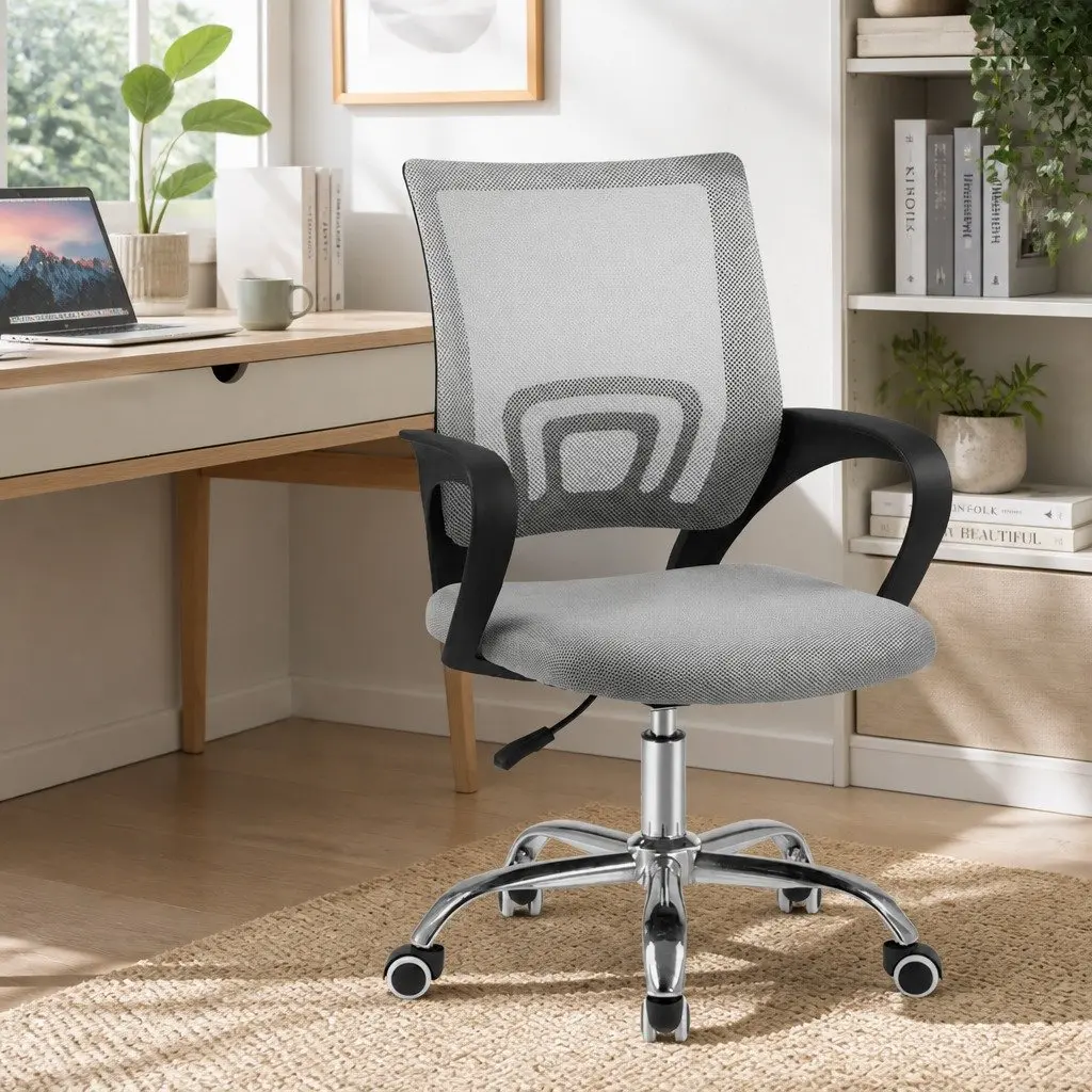 Mesh Office Chair Mid Back Grey Ergonomic Breathable Desk Chair 360 Swivel