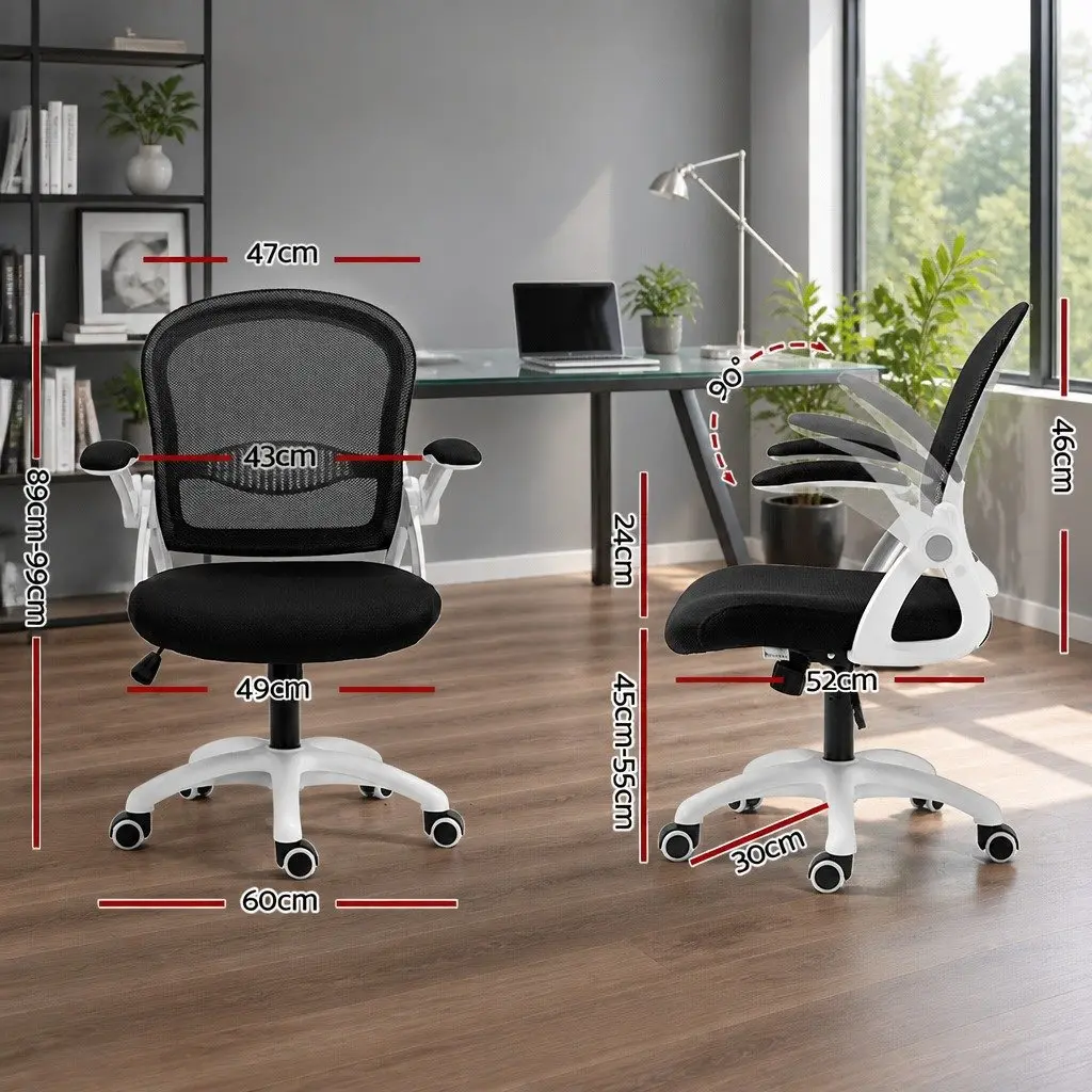 Mesh Office Chair Mid Back Black Adjustable Height Ergonomic Breathable Seat