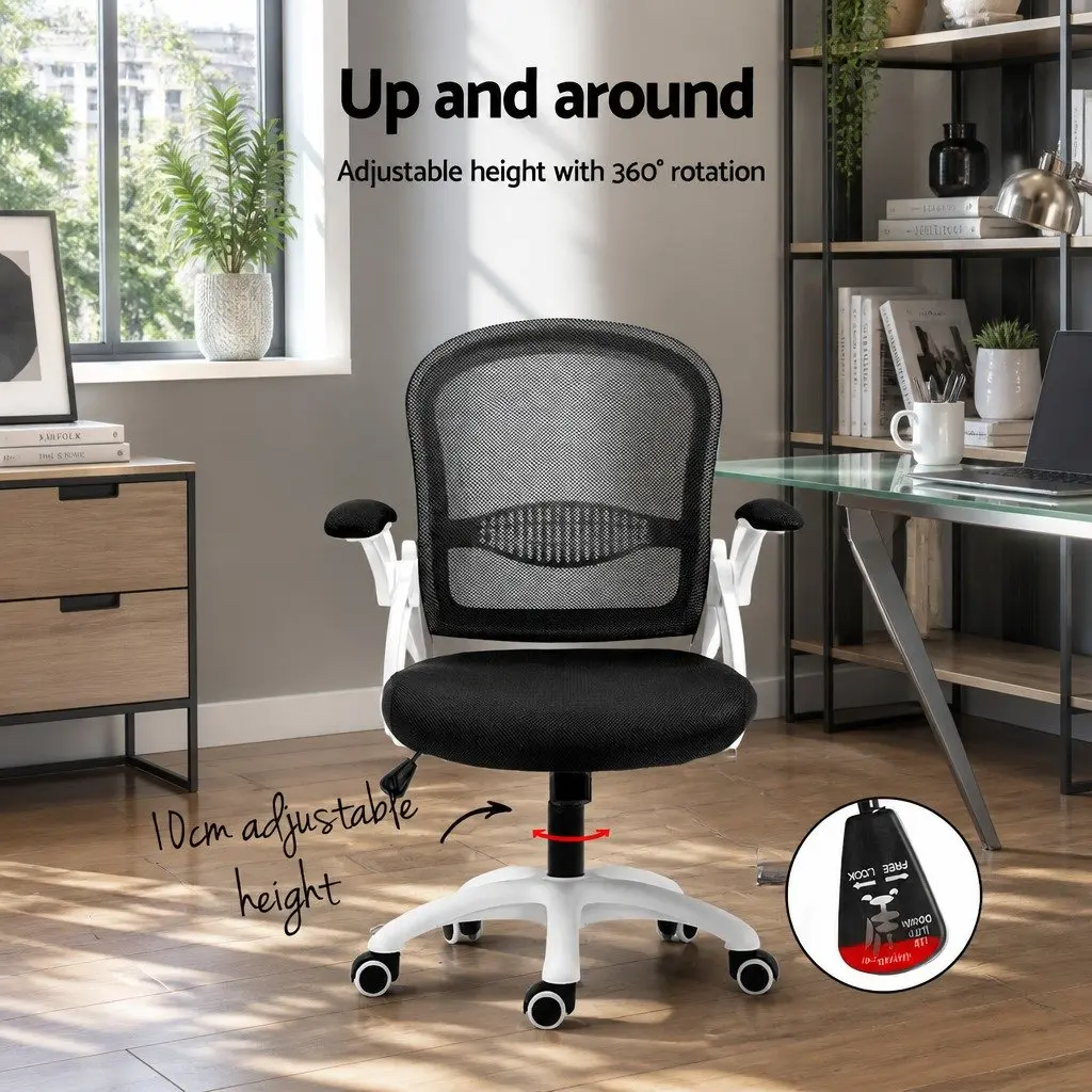 Mesh Office Chair Mid Back Black Adjustable Height Ergonomic Breathable Seat