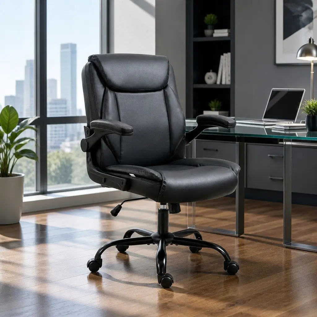 Black Mid Back Executive Office Chair with Adjustable Height