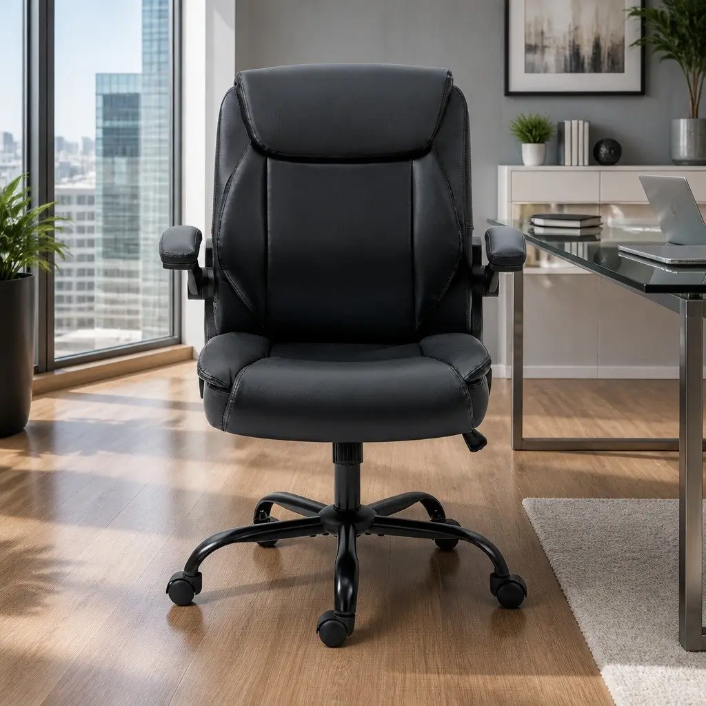 Black Mid Back Executive Office Chair with Adjustable Height