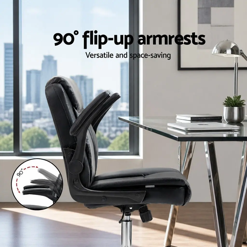 Black Mid Back Executive Office Chair with Adjustable Height