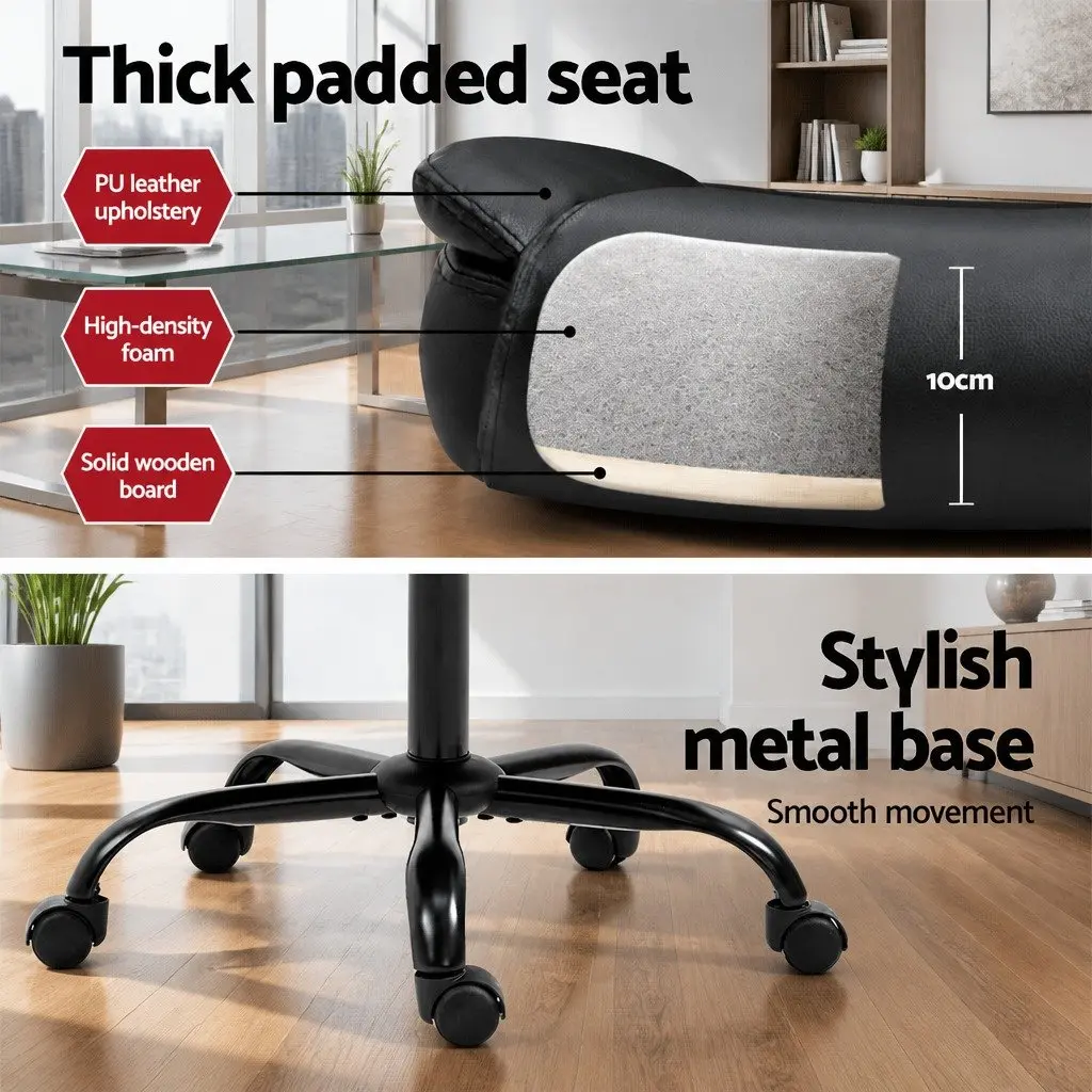 Black Mid Back Executive Office Chair with Adjustable Height
