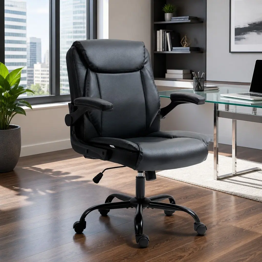 Black Mid Back Executive Office Chair with Adjustable Height