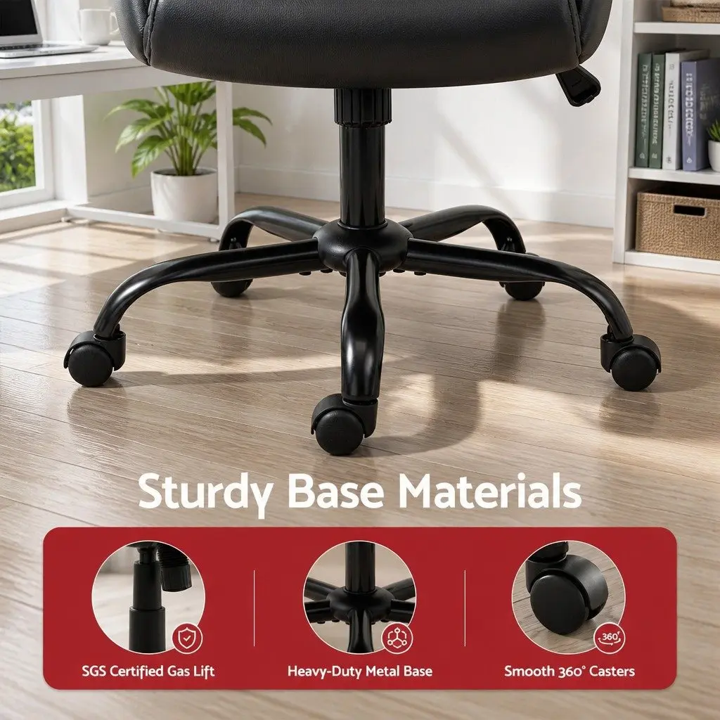 Black Mid Back Executive Office Chair with Adjustable Height