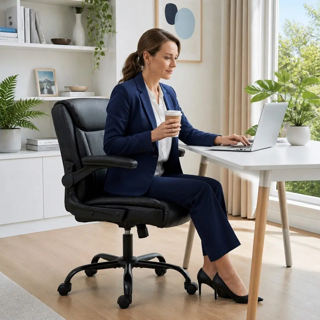 Black Mid Back Executive Office Chair with Adjustable Height