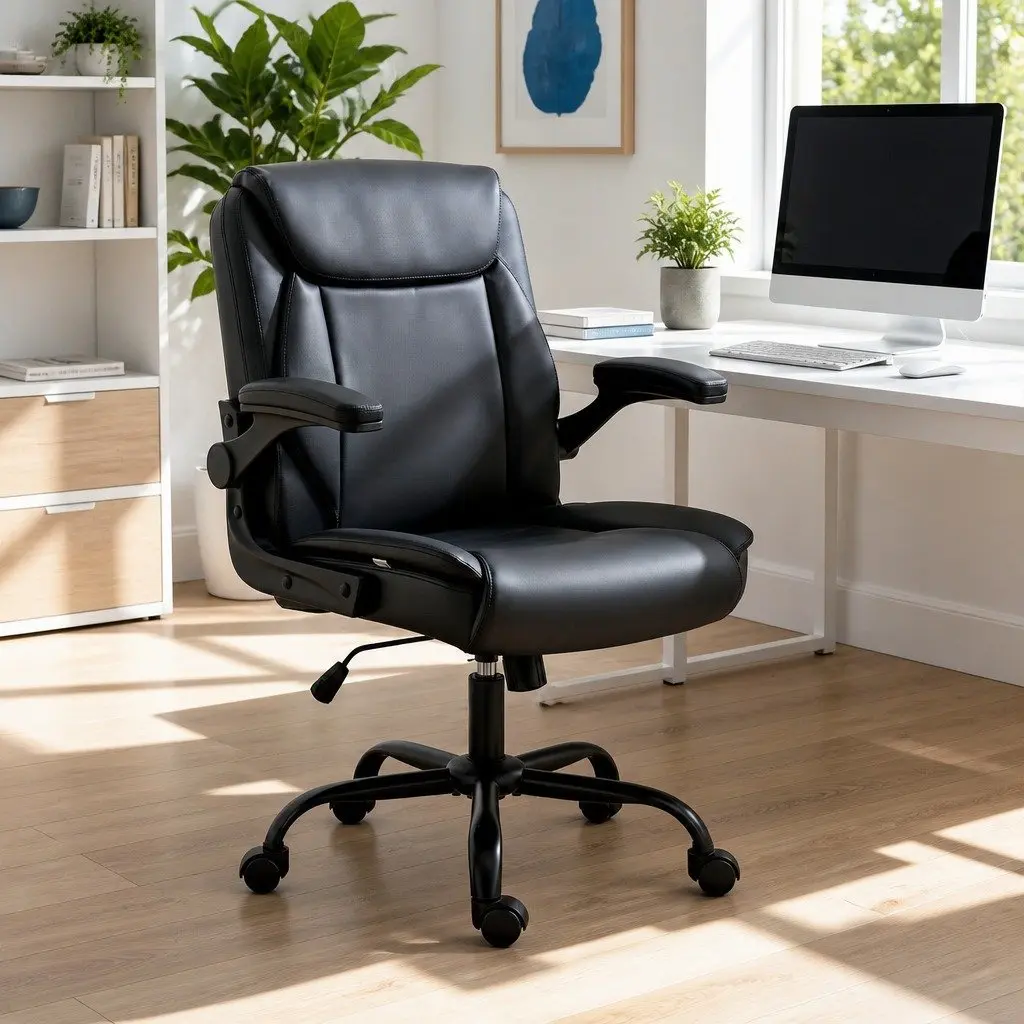 Black Mid Back Executive Office Chair with Adjustable Height