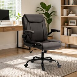 Brown Mid Back Executive Office Chair with Adjustable Features