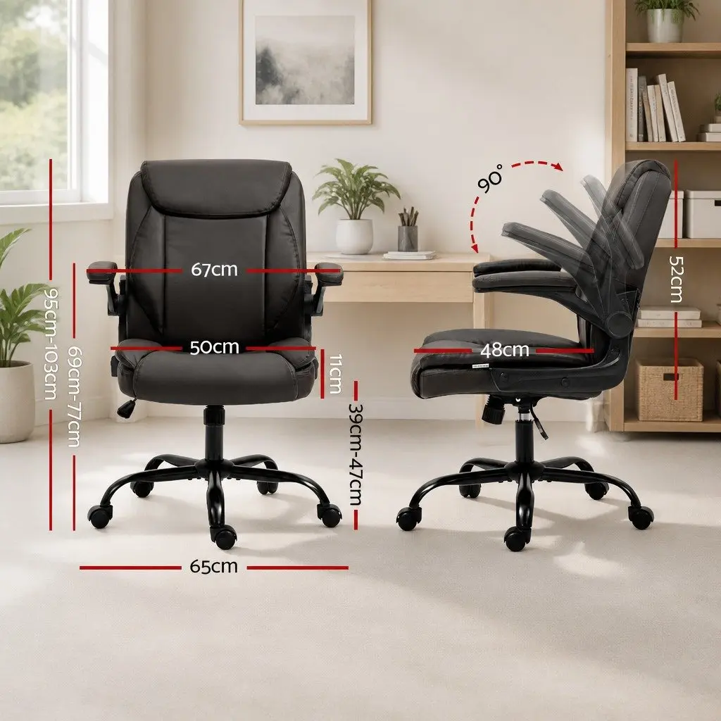 Executive Office Chair Mid Back Brown Swivel Desk Seat Height Adjustable Tilt