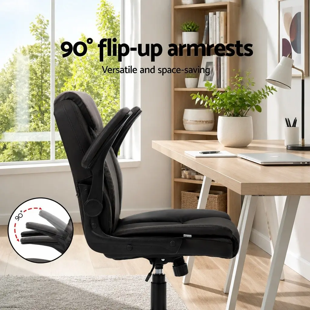 Executive Office Chair Mid Back Brown Swivel Desk Seat Height Adjustable Tilt