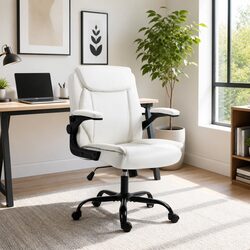 Mid Back Executive Office Chair in White with Foam Padding