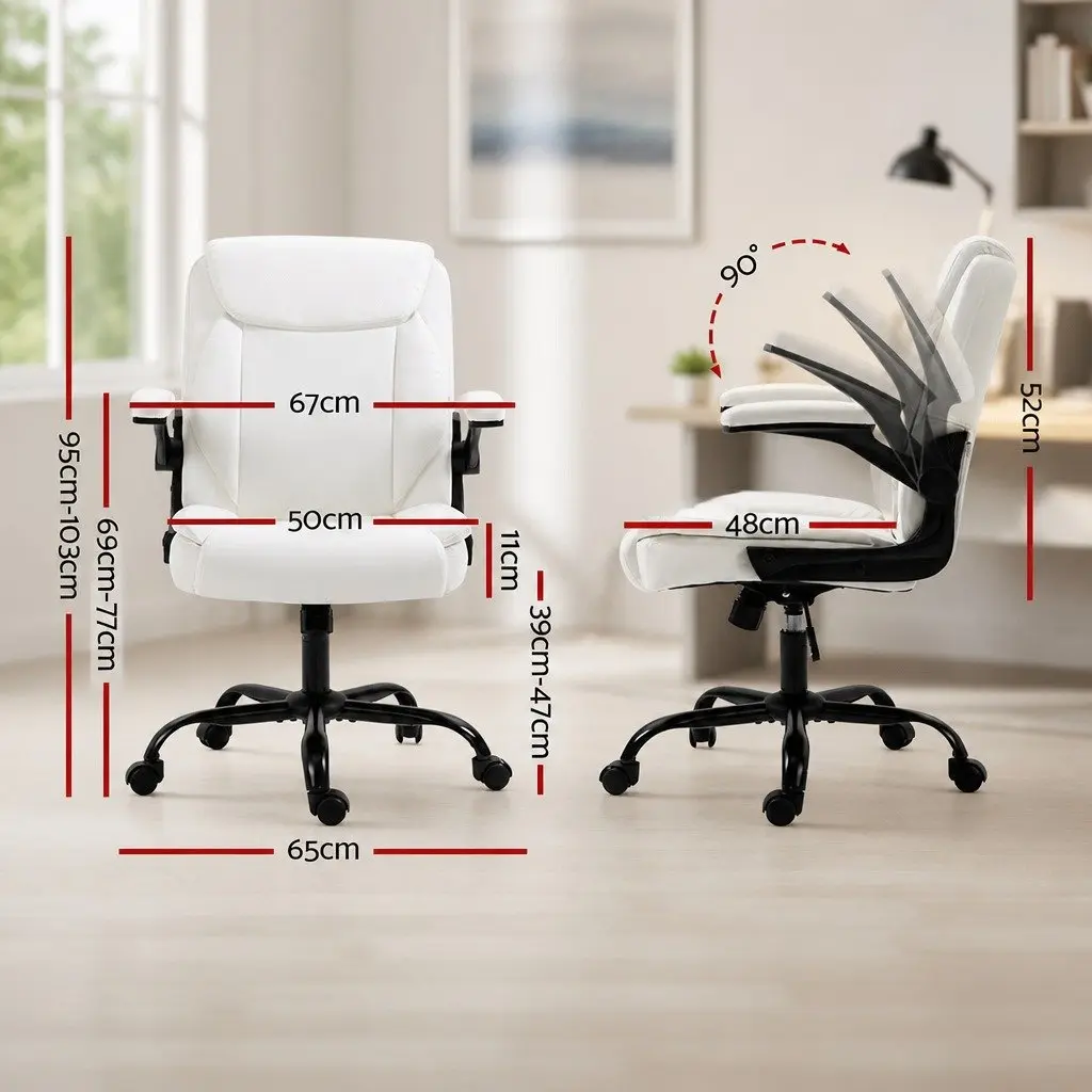 Mid Back Executive Office Chair in White with Foam Padding