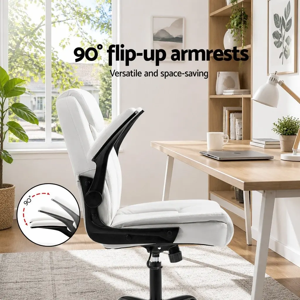 Mid Back Executive Office Chair in White with Foam Padding
