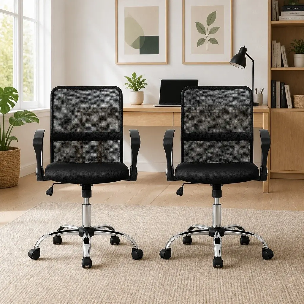 Mesh Office Chair Mid Back Black 360° Rotatable Tilt Height Adjustable