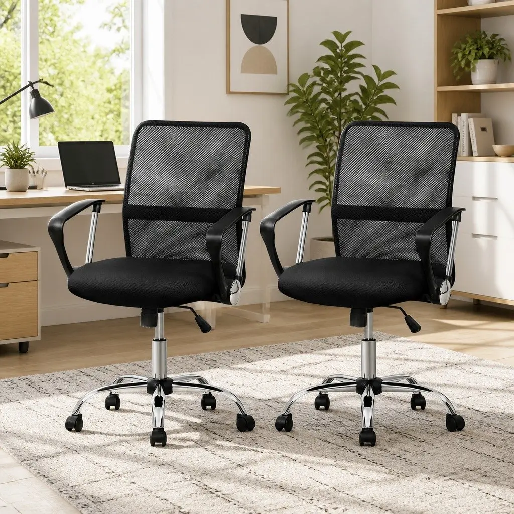 Mesh Office Chair Mid Back Black 360° Rotatable Tilt Height Adjustable