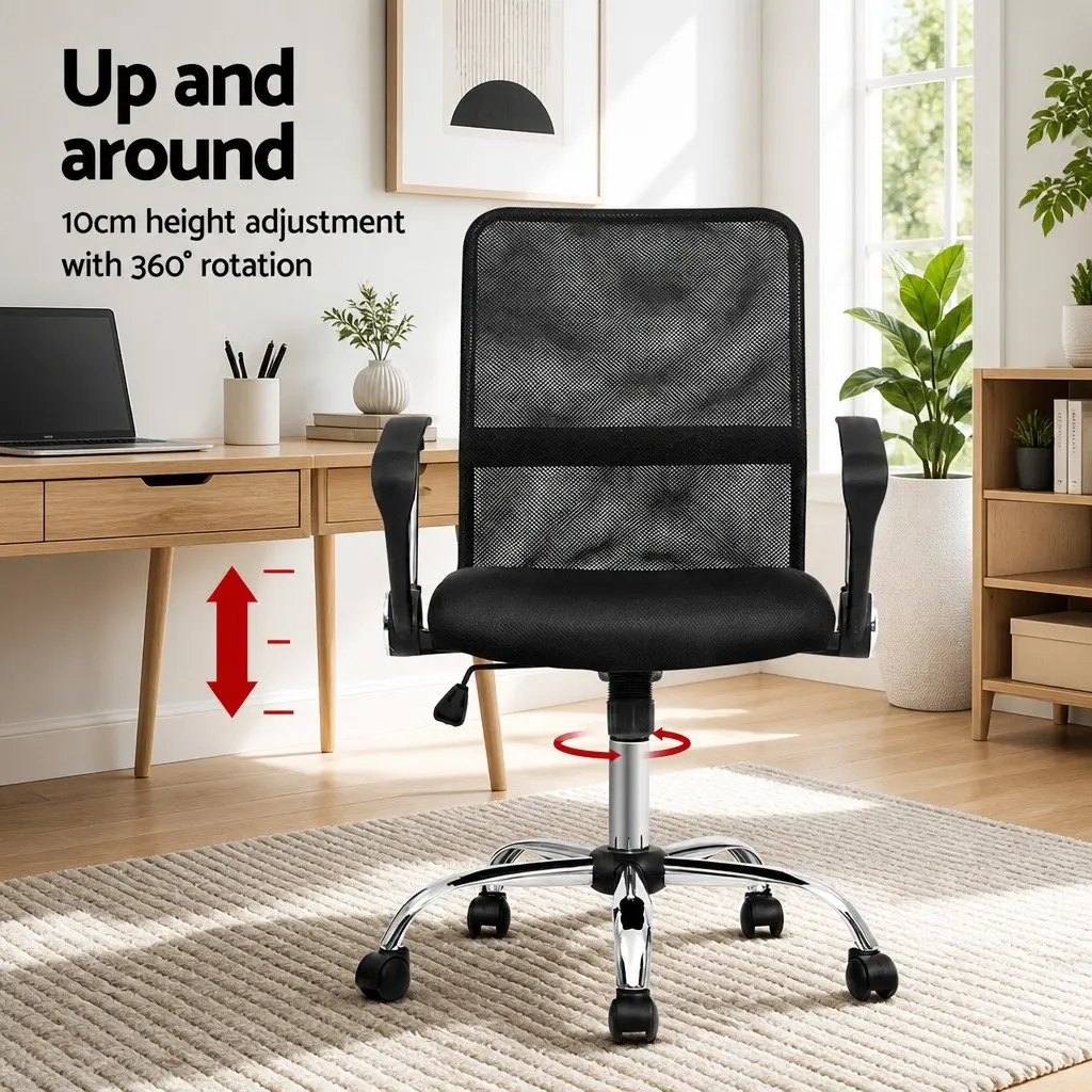 Mesh Office Chair Mid Back Black 360° Rotatable Tilt Height Adjustable