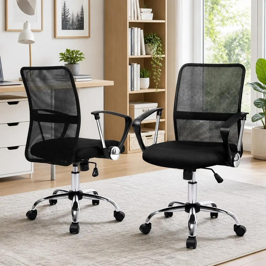 Mesh Office Chair Mid Back Black 360° Rotatable Tilt Height Adjustable