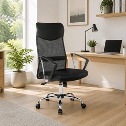 High Back Swivel Mesh Office Chair in Black