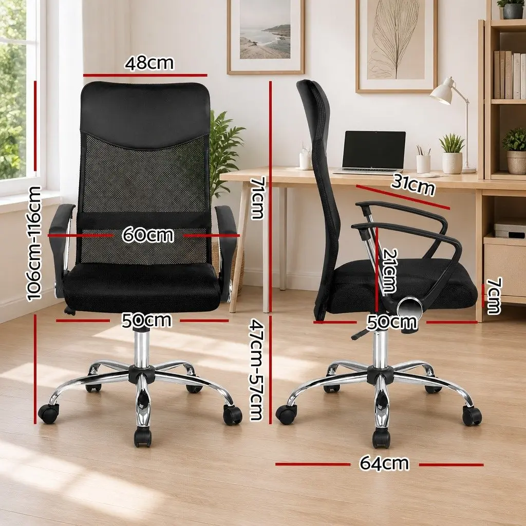 High Back Swivel Mesh Office Chair in Black