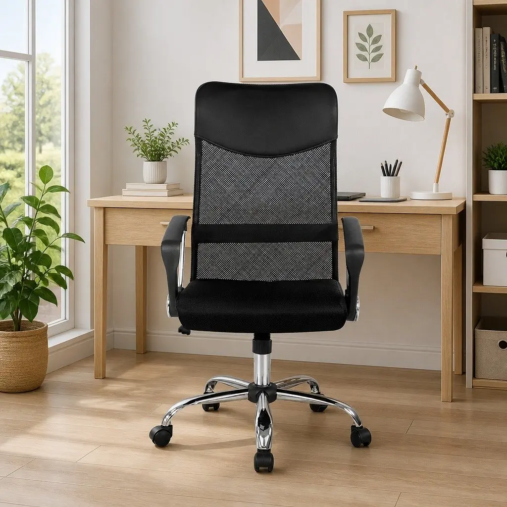 High Back Swivel Mesh Office Chair in Black