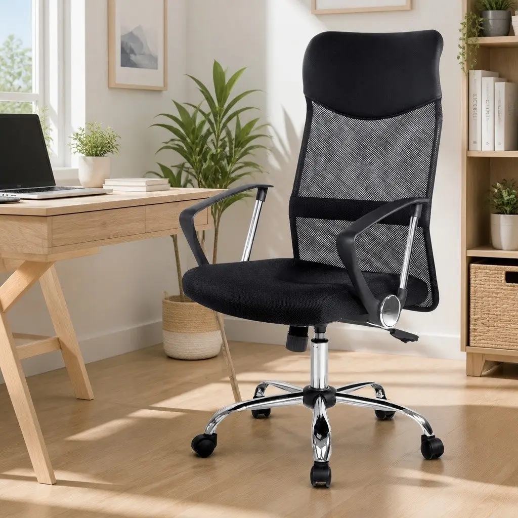 High Back Swivel Mesh Office Chair in Black