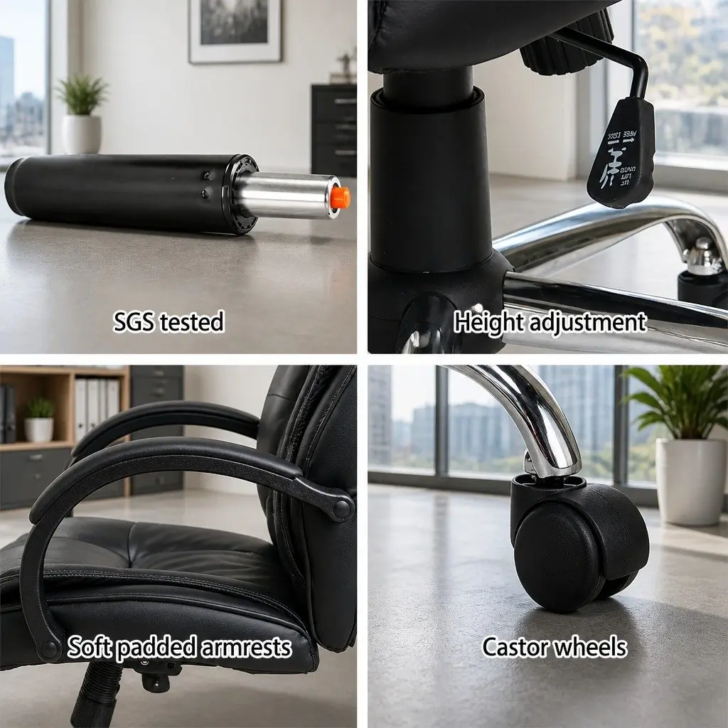 High Back Executive Office Chair in Black PU Leather