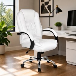 White High Back Executive Office Chair with Comfort Features