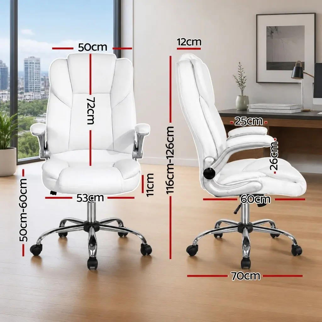White Leather Executive Office Chair with High Back