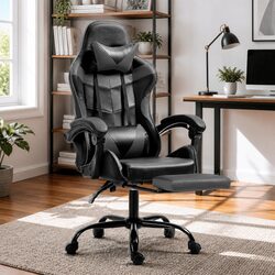 Executive Gaming Office Chair with Recliner and Footrest