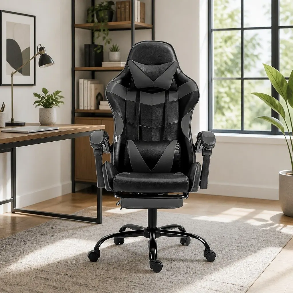 Executive Gaming Office Chair with Recliner and Footrest