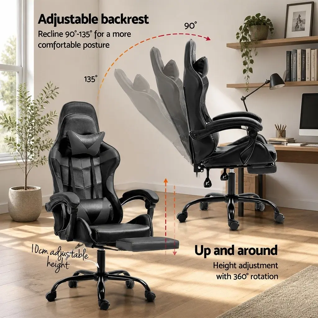 Executive Gaming Office Chair with Recliner and Footrest