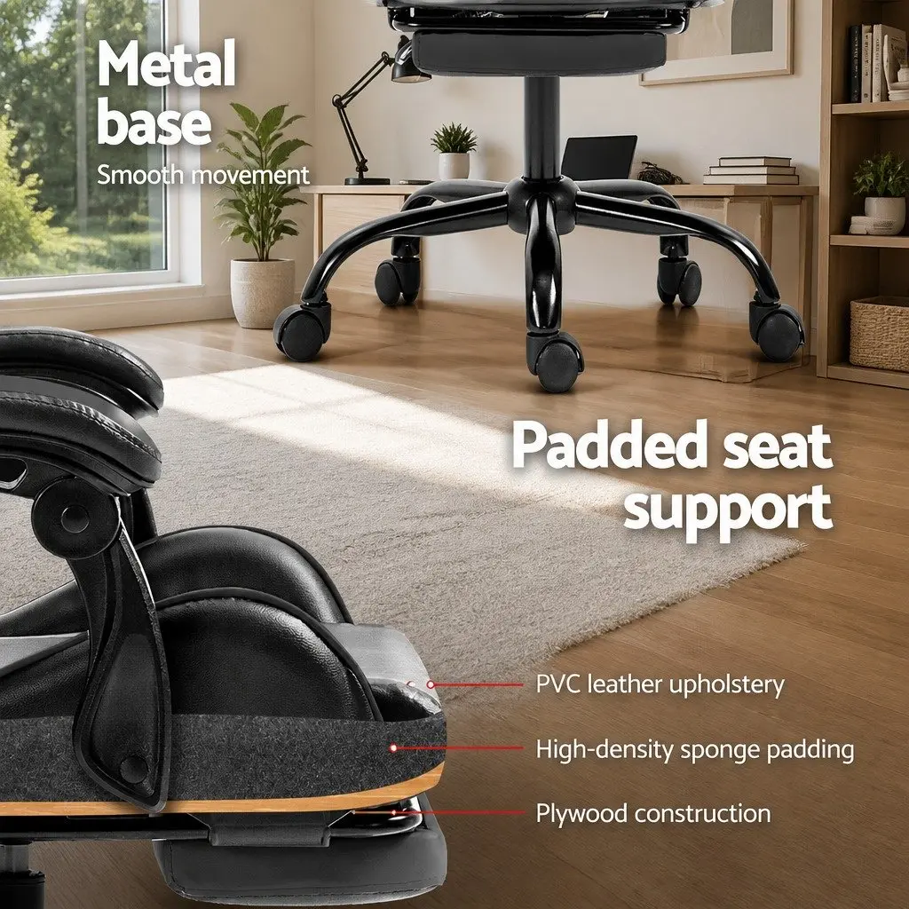 Executive Gaming Office Chair with Recliner and Footrest