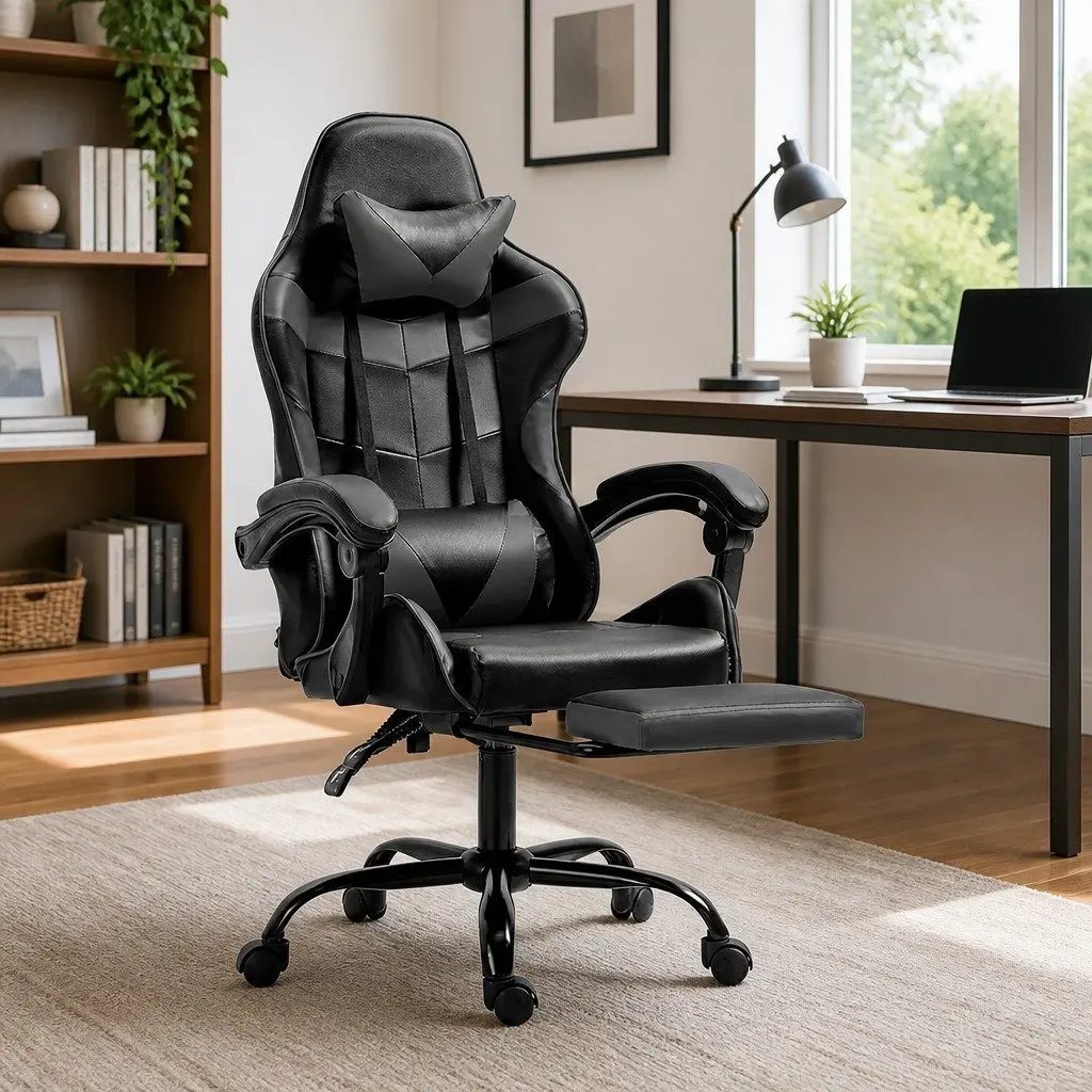 Executive Gaming Office Chair with Recliner and Footrest