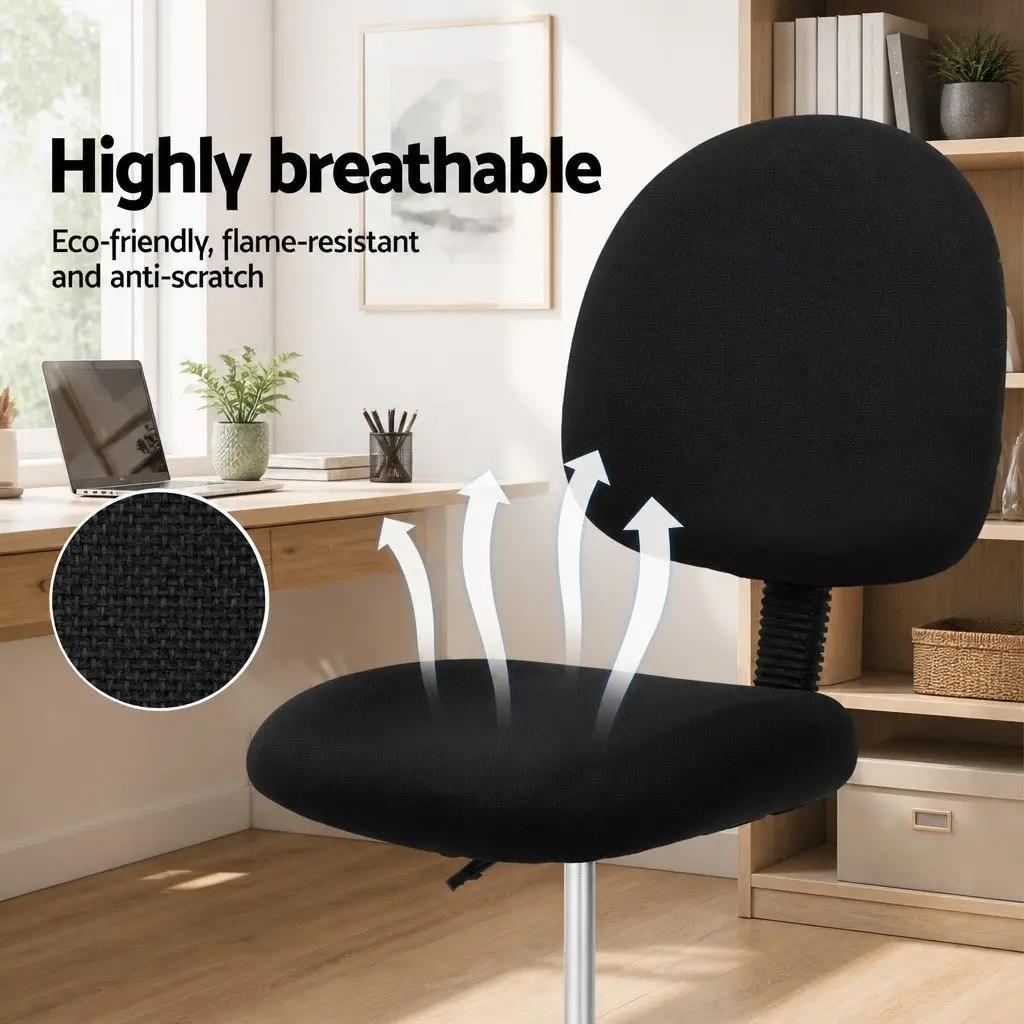 Adjustable Height Drafting Stool in Black Fabric