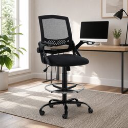 Comfortable Adjustable Drafting Stool with Armrests
