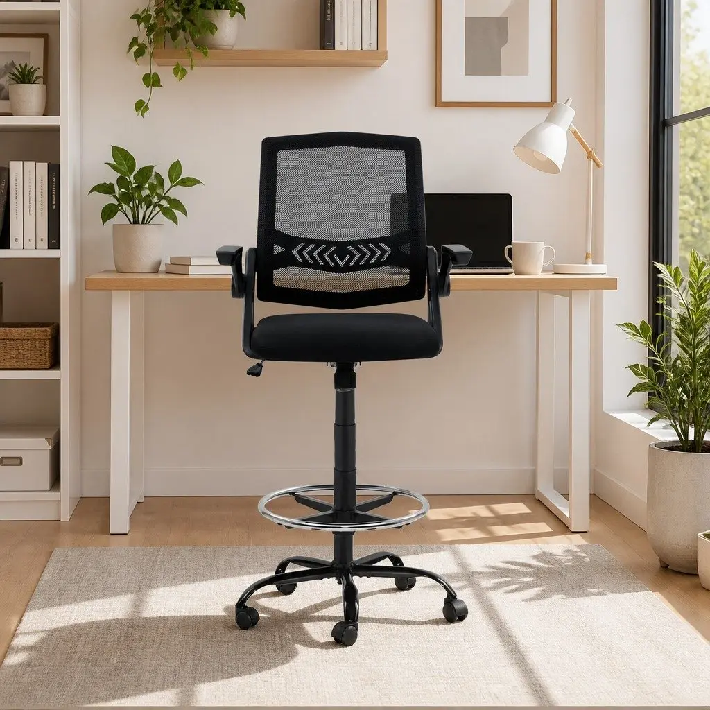 Adjustable Drafting Stool with Armrests