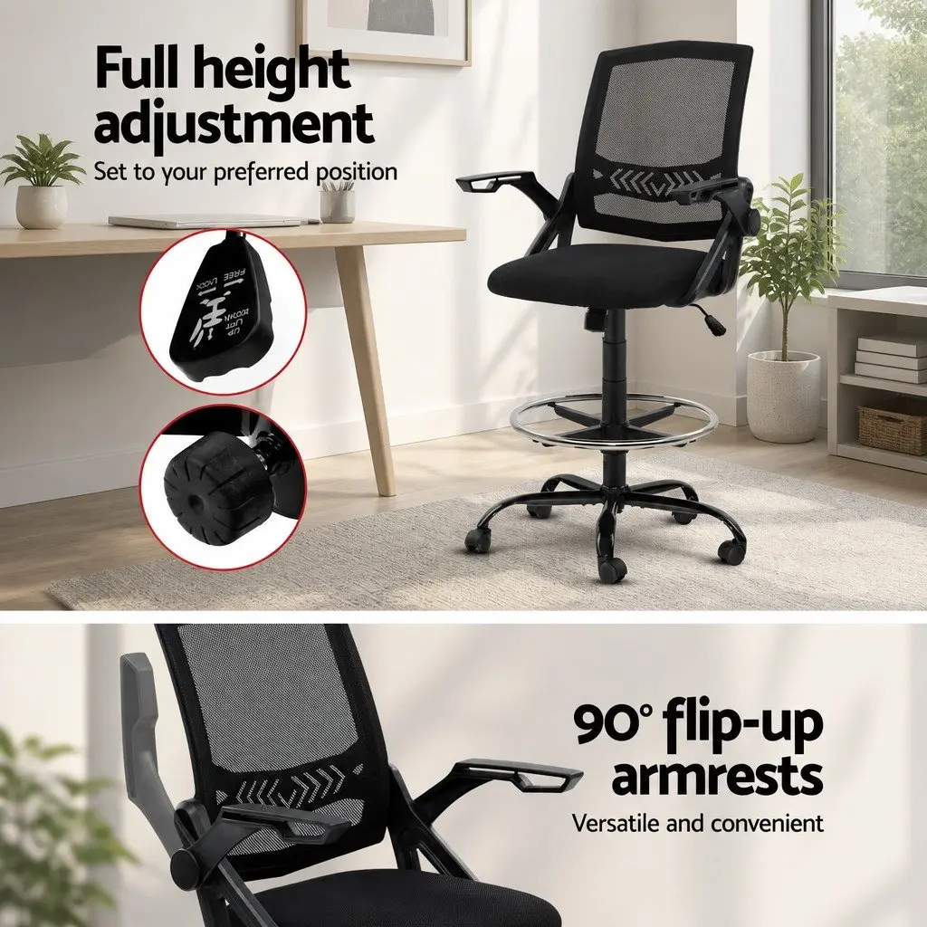 Adjustable Drafting Stool with Armrests