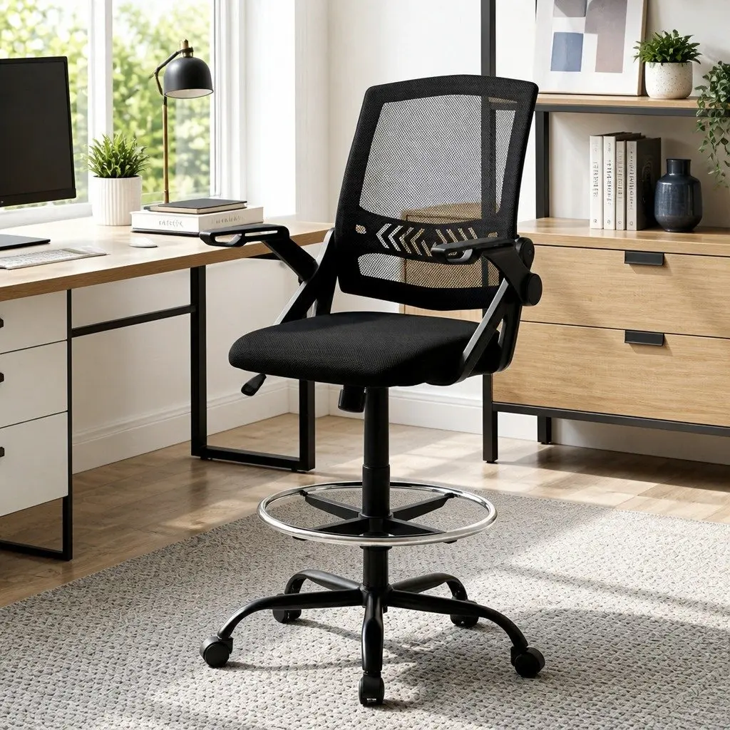 Adjustable Drafting Stool with Armrests