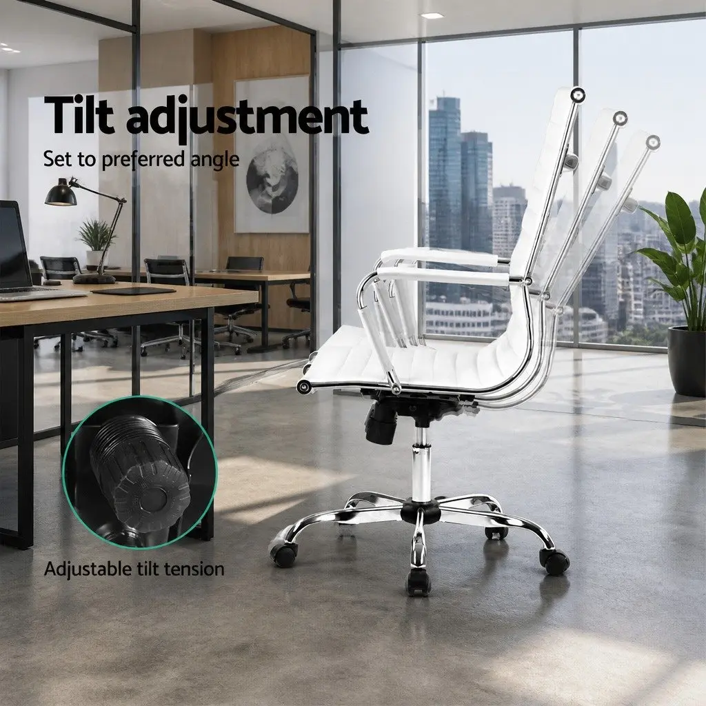 High Back Executive Office Chair in White PU Leather