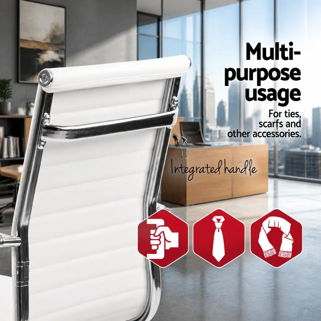 High Back Executive Office Chair in White PU Leather