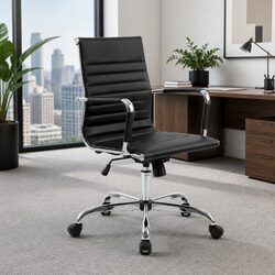 Mid Back Office Chair with Adjustable Features in Black
