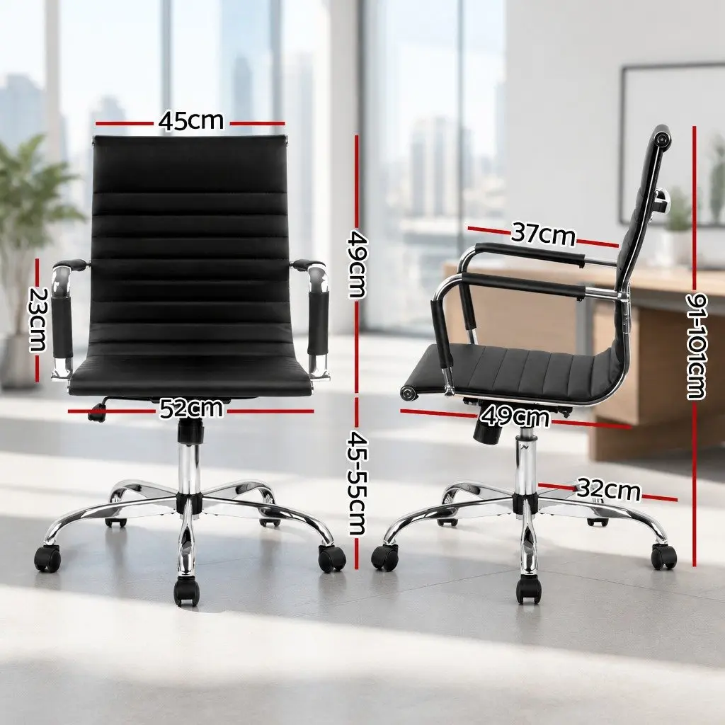 Office Chair Mid Back Conference PU Leather Rotatable Tilt Height Adjustable