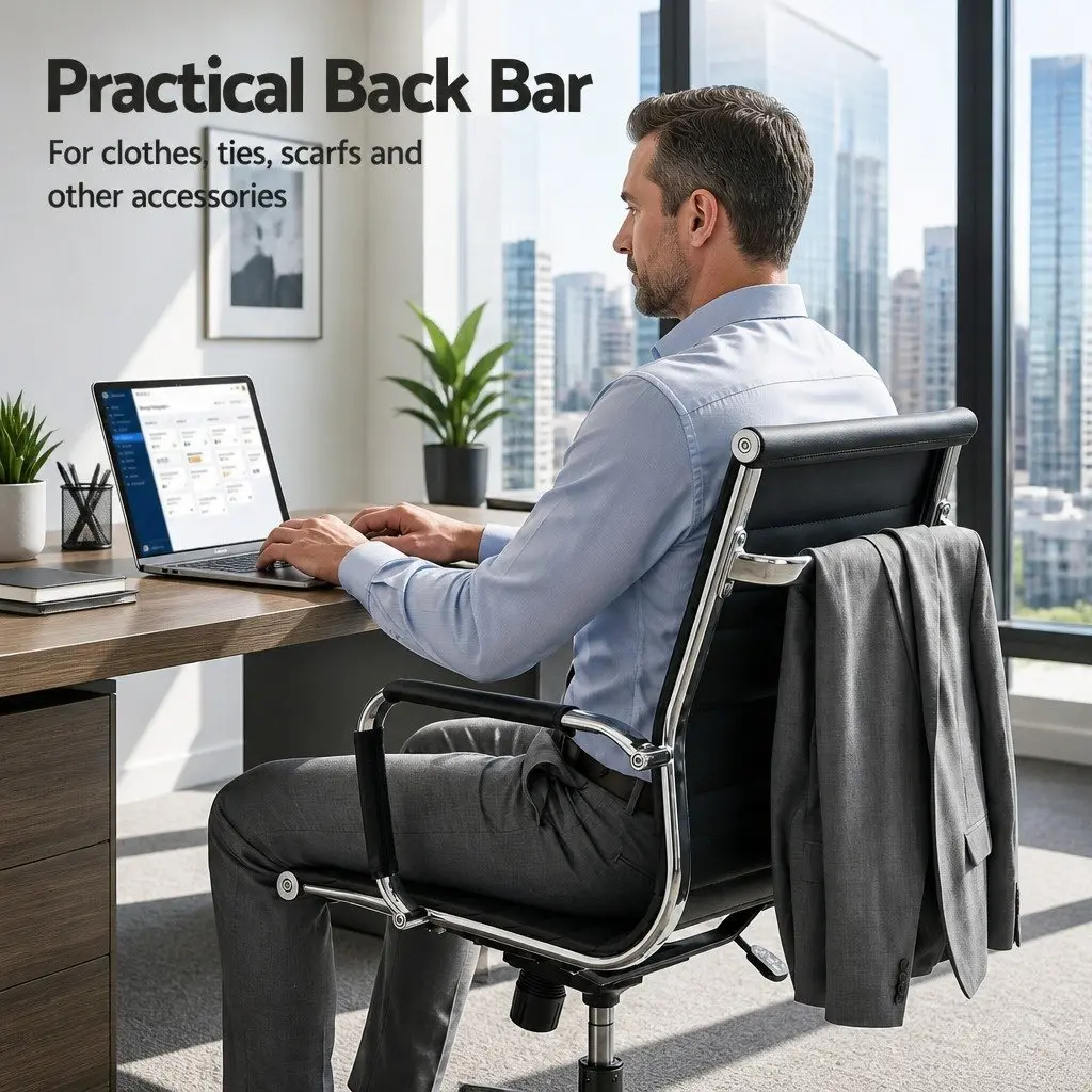 Office Chair Mid Back Conference PU Leather Rotatable Tilt Height Adjustable