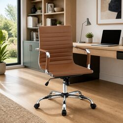 Mid Back PU Leather Office Conference Chair with Adjustable Features