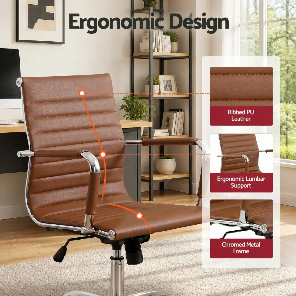 Office Conference Chair Mid Back PU Leather Adjustable Height Tilt Rotation