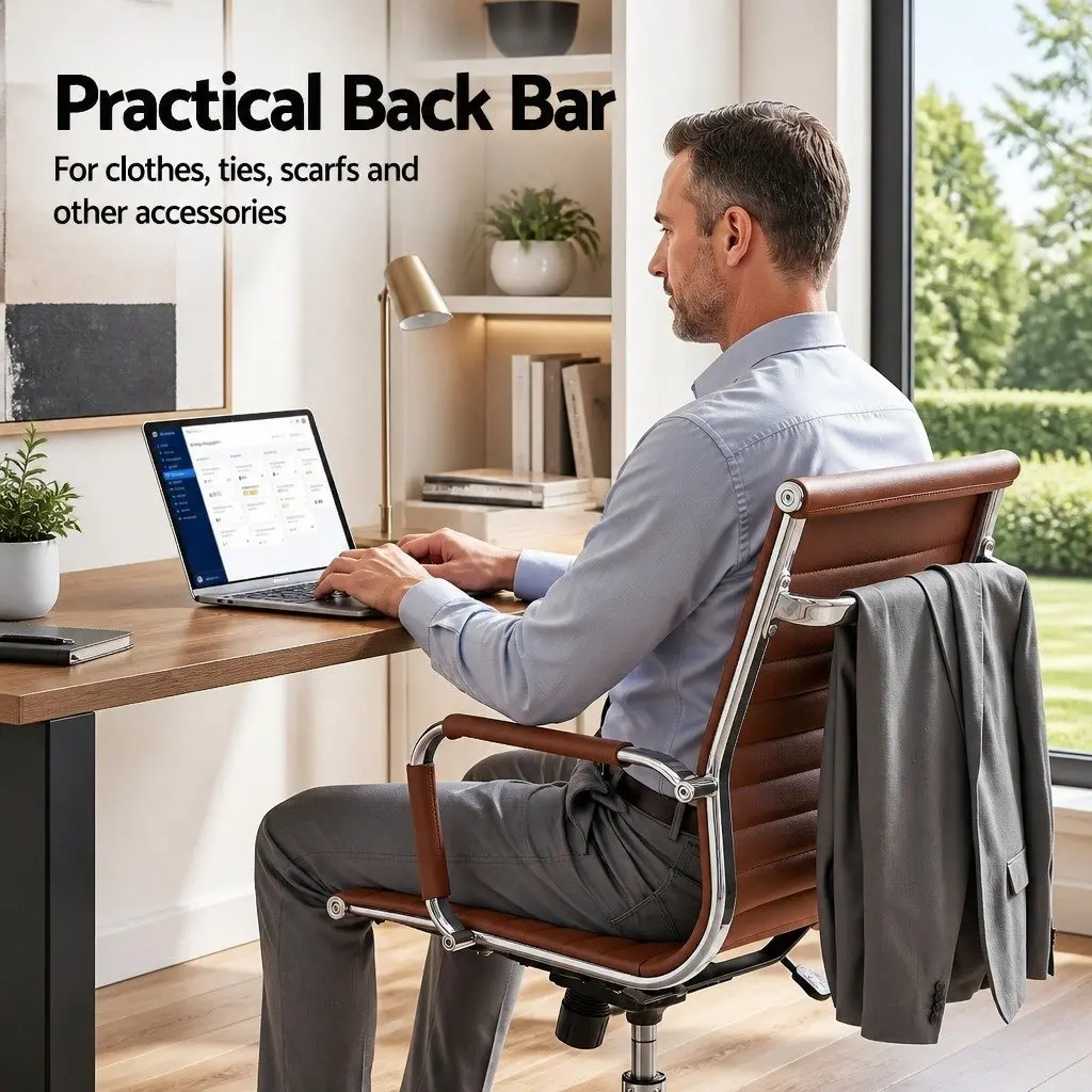 Office Conference Chair Mid Back PU Leather Adjustable Height Tilt Rotation